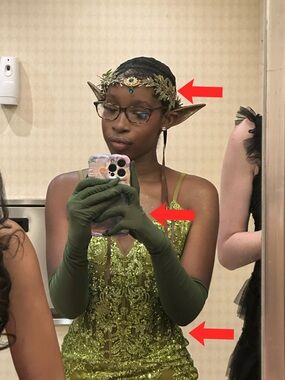 PromGirl Olive Green Sequin Evening Dress with Matching Gloves